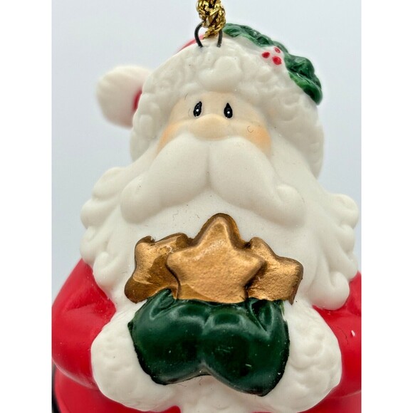 Home Interiors Santa Claus Bell Ornaments Ceramic Dangling Feet Original Box - Picture 9 of 16